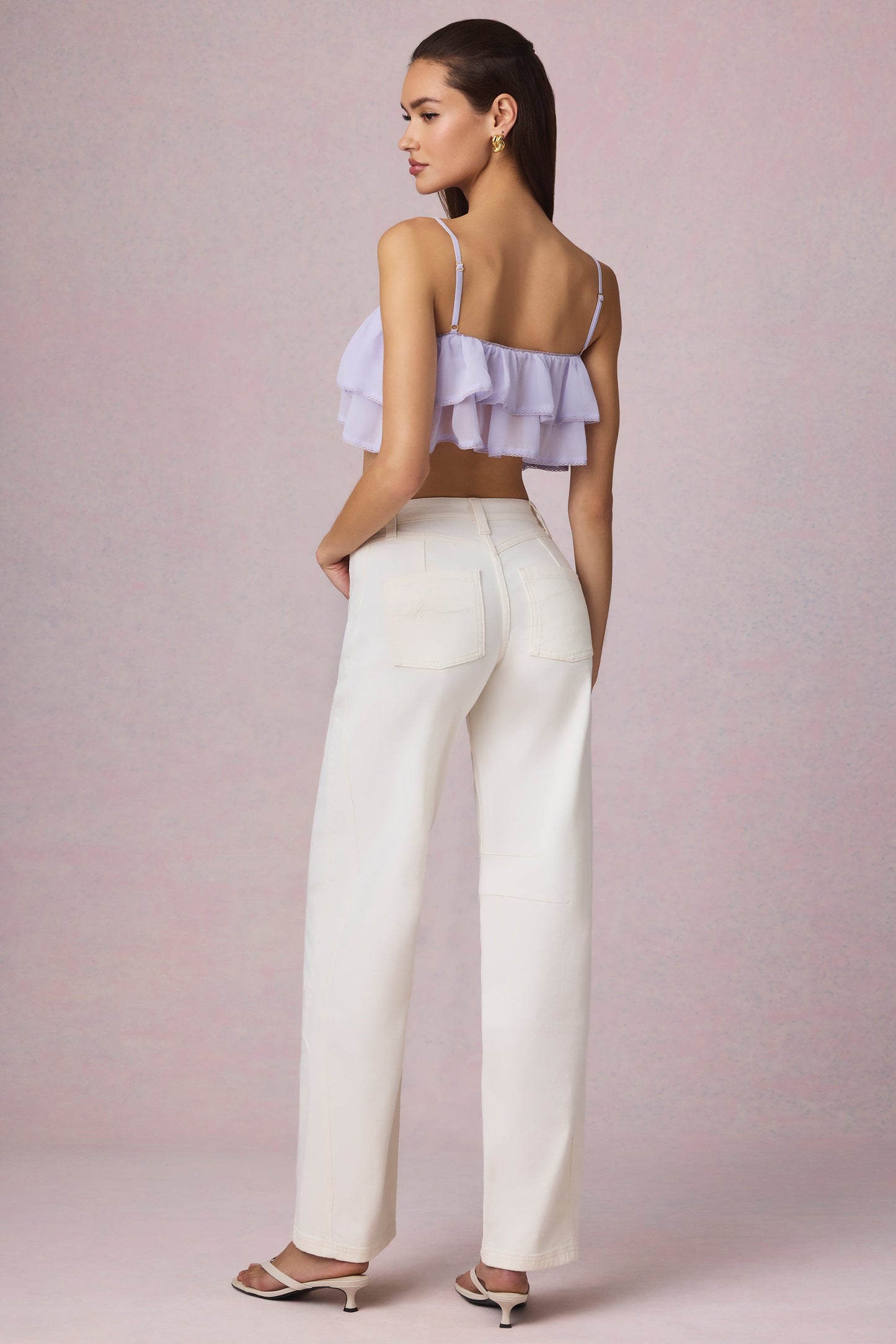 Mid-Rise Barrel-Leg Jeans in Ecru Wash